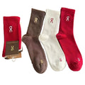 Meia On Running Logo Sock Red/White/Brown (3 Pares)