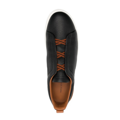 Zegna Triple Stitch preto/ marrom