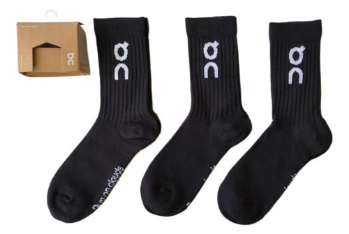 Meia On Running Logo Sock Black (3 Pares)