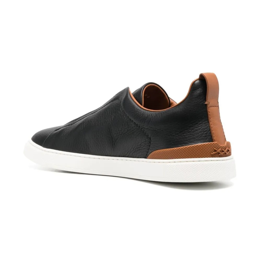 Zegna Triple Stitch preto/ marrom